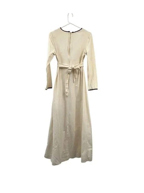 Vintage Prairie Maxi Dress Used Womens Small Cream Brown Boho - Picture 15 of 16